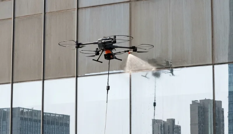 P3 robot cleaning the glass facade of Shenzhen Zhong'an Tower