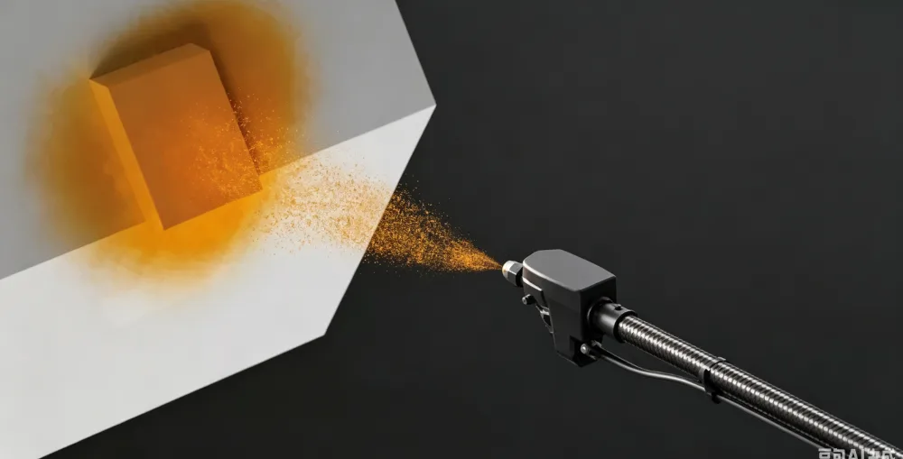 Brush head of the cleaning system in an orange spray