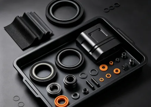 Spare muscle envelope parts and seals in a tray