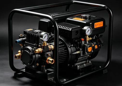 125 bar high-pressure pump unit on a steel frame