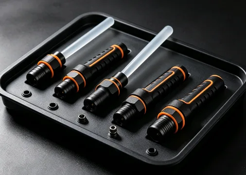 Set of five nozzles in a black tray