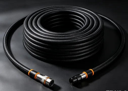 Coiled 100 m tether hose with quick connector