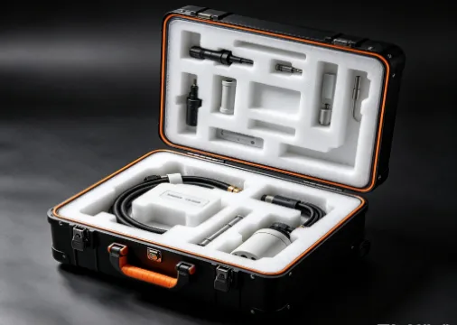 Open transport case with foam cut to shape