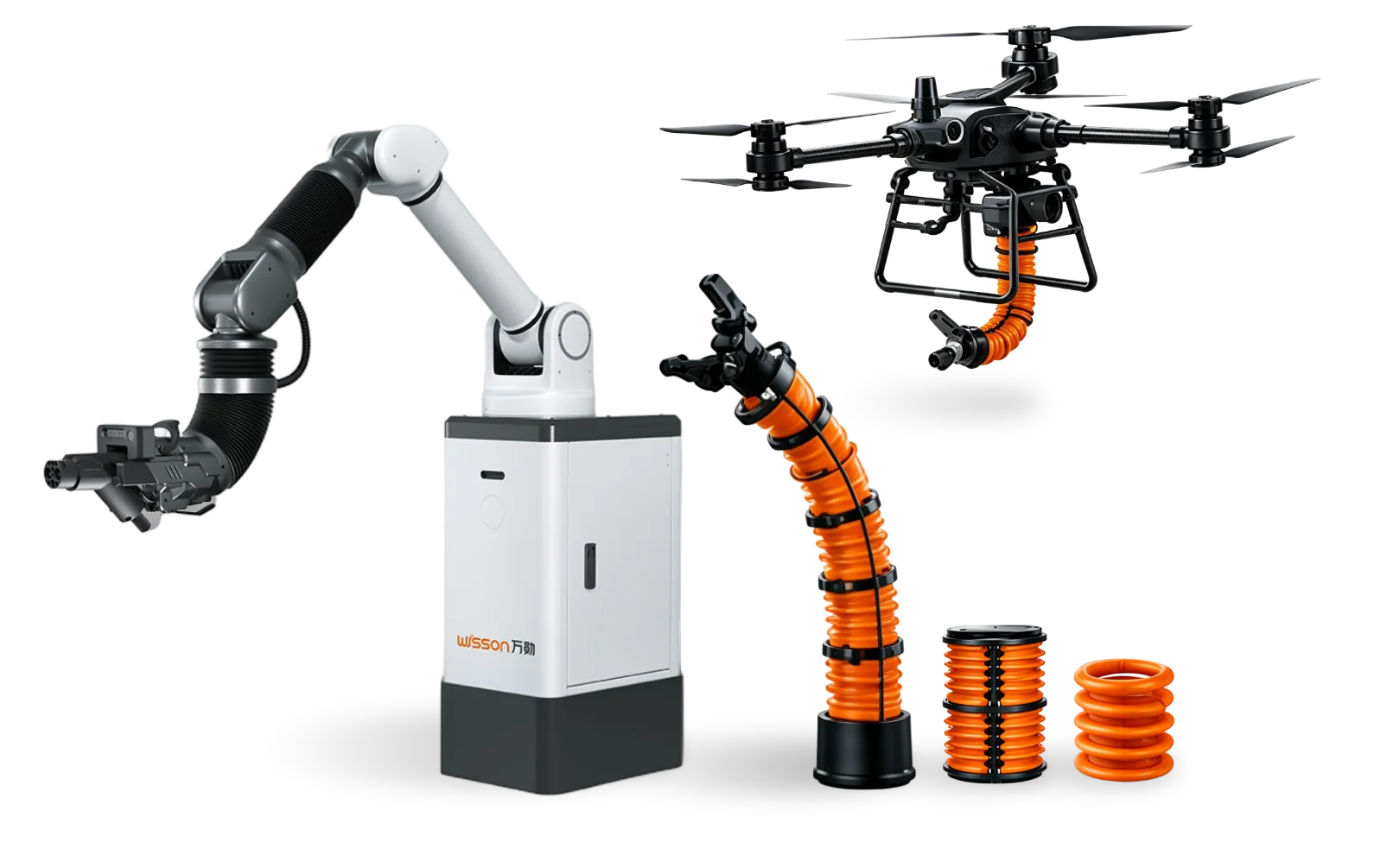 Orion Pliabot® manipulator, aerial cleaning drone and Pliabot® bionic-muscle actuators